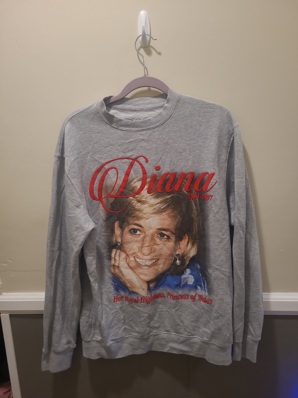 Moby Thrift THE DIANA CREWNECK - HEATHER GREY Large Queen Of Peoples Heart SS